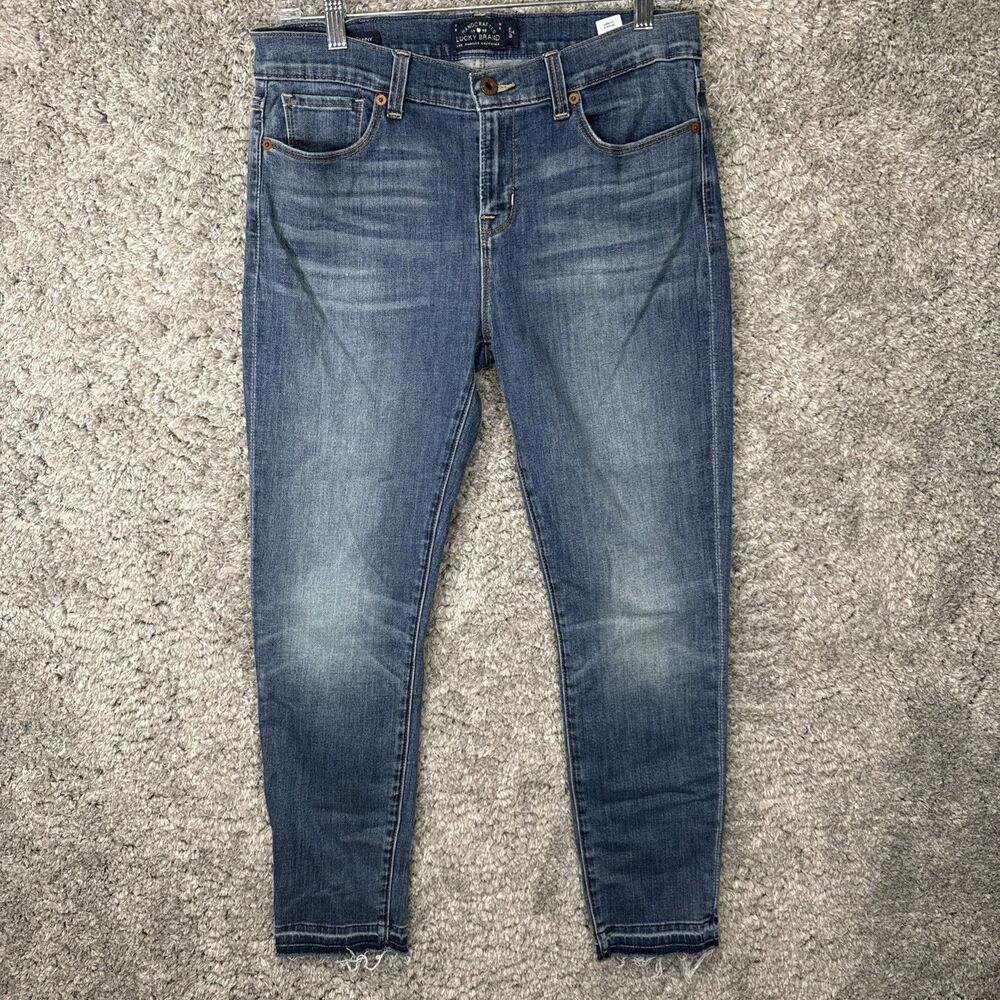 Lucky Brand Women’s Brooke Ankle Skinny Jeans Size 8/29 Raw Hem Stretch Denim